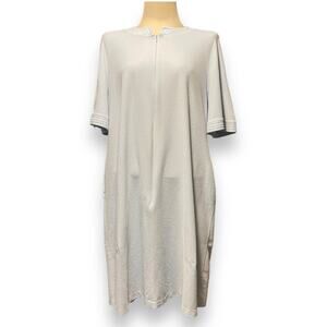 Vanity Fair Vintage 1970s Velour 1/2 Zip Robe Light Blue Medium
